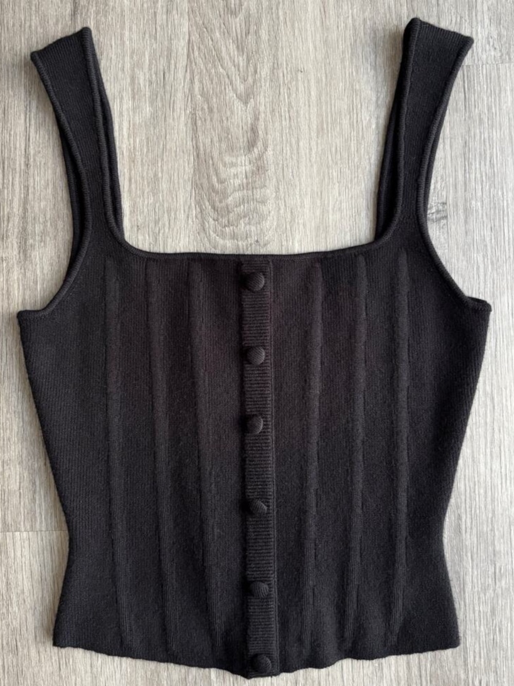 DANIELLE GUIZIO Black Full Length Knit Corset SILVER Zip-Back Tank Top SMALL
